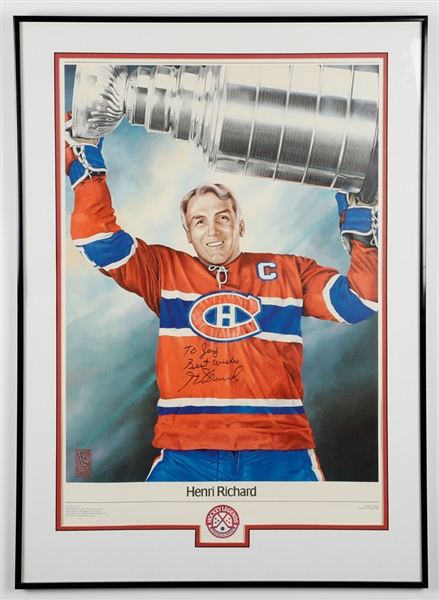 Henri Richard Signed "Hockey Legends" Framed Lithograph (23" x 32")