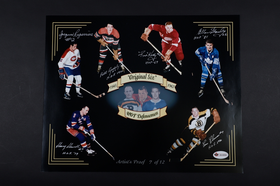 "Original Six" HOF Defensemen Multi-Signed Artist Proof Limited-Edition Photo #7/12 with LOA