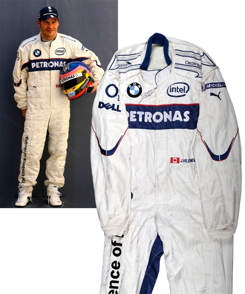 Jacques Villeneuves 2006 BMW Sauber F1 Team Signed Race-Worn Suit with His Signed LOA