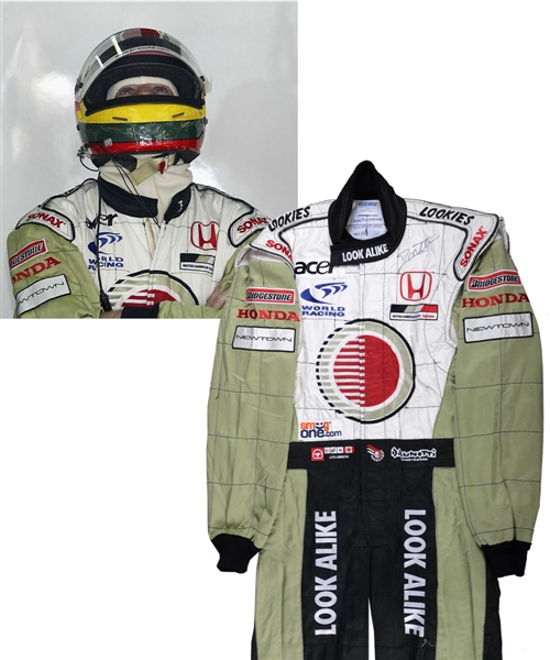 Jacques Villeneuve’s 2002 Lucky Strike BAR Honda F1 Team Race-Worn Suit (Look Alike Sponsorship) with His Signed LOA