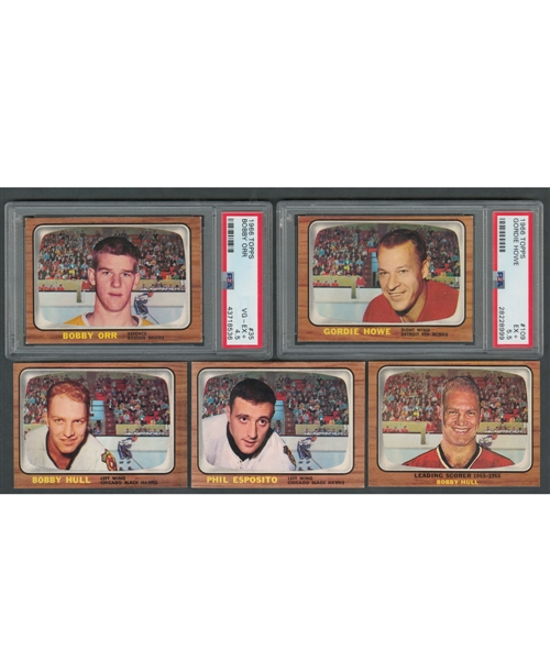1966-67 Topps Hockey Complete 132-Card Set with #35 HOFer Bobby Orr Rookie Card Graded PSA 4.5