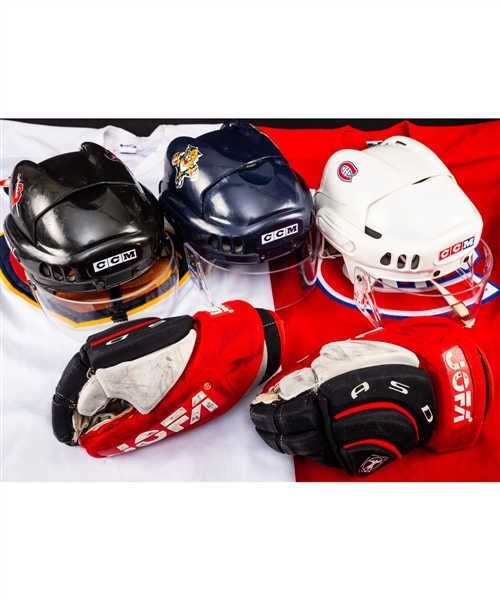 Donald Audettes 1990s/2000s Buffalo Sabres, Atlanta Thrashers, Montreal Canadiens and Florida Panthers Game-Used Equipment Collection Including Game-Worn Helmets and Game-Worn Gloves