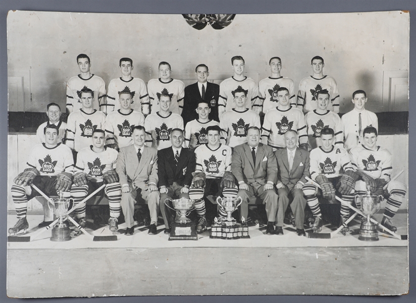 Toronto Marlboros 1954-55 Memorial Cup Champions Large Team Photo from Maple Leaf Gardens (28 ½” x 42”) Plus 1955-56 Photo Album