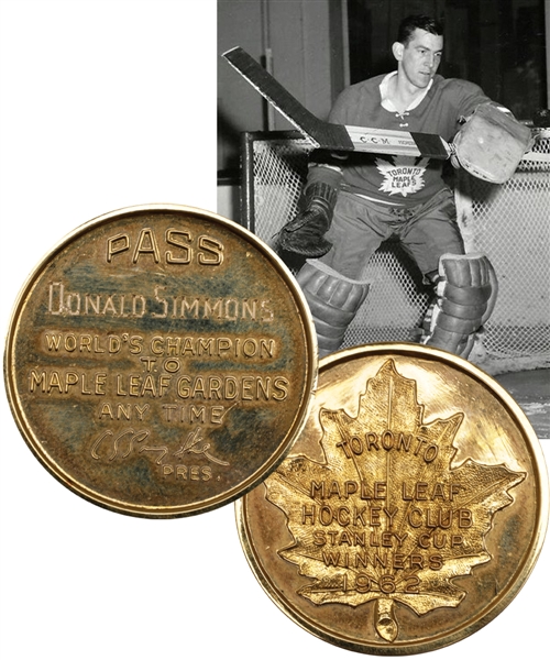 Don Simmons 1961-62 Toronto Maple Leafs Stanley Cup Champions Maple Leaf Gardens 10K Gold Lifetime Pass
