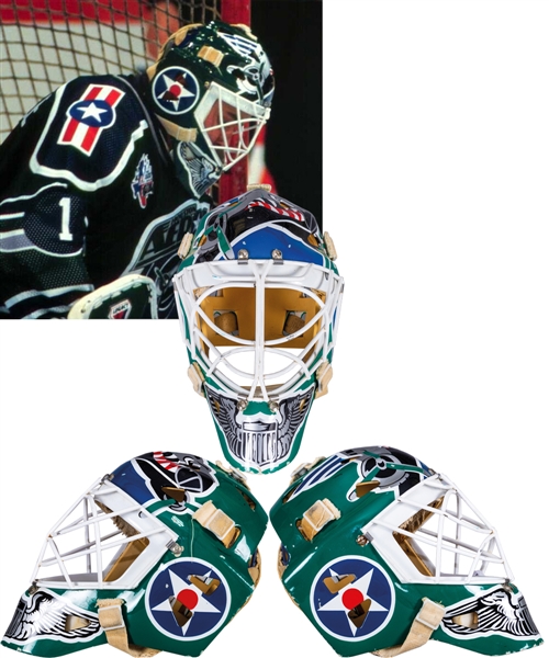 Troy Gamble’s 1995-96 IHL Houston Aeros Game-Worn Greg Harrison Goalie Mask – Photo-Matched! 