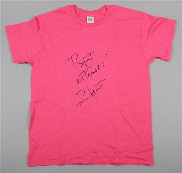 Wrestler Bret "Hitman" Hart Signed Collection of 10 Pink Wrestling T-Shirt with COAs