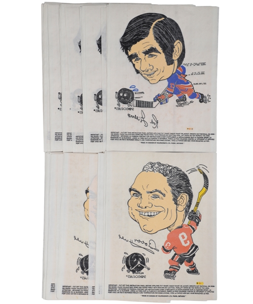 Vintage Unused Iron-On Transfer Collection of 700+ Including Bobby Hull and Rod Gilbert Sporticatures, CFL, MLB, Disney and More!