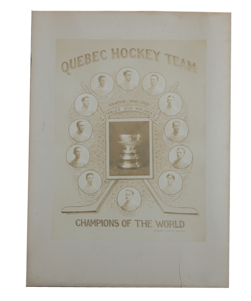 Quebec Bulldogs 1912-13 Stanley Cup Champions Team Photo (16" x 22")