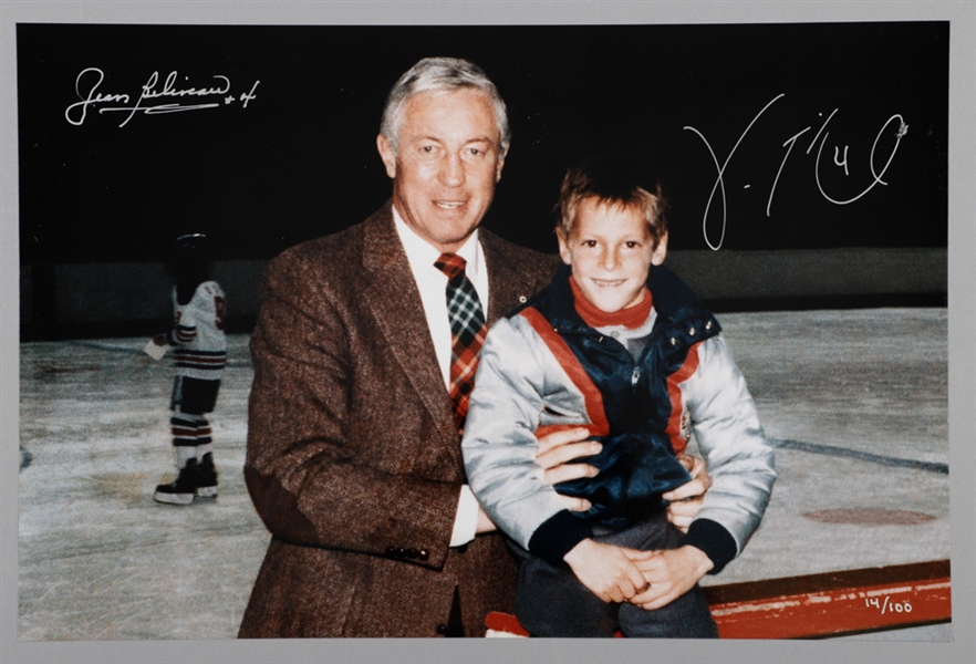 Jean Beliveau and Vincent Lecavalier Dual-Signed Limited-Edition Photo #14/100 with LOA (10" x 15")