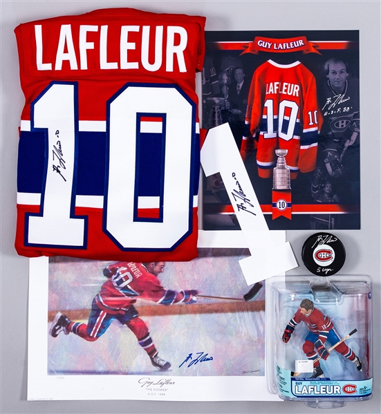 Montreal Canadiens Legend Guy Lafleur, Signed Jersey, Puck, Photos and More with LOA