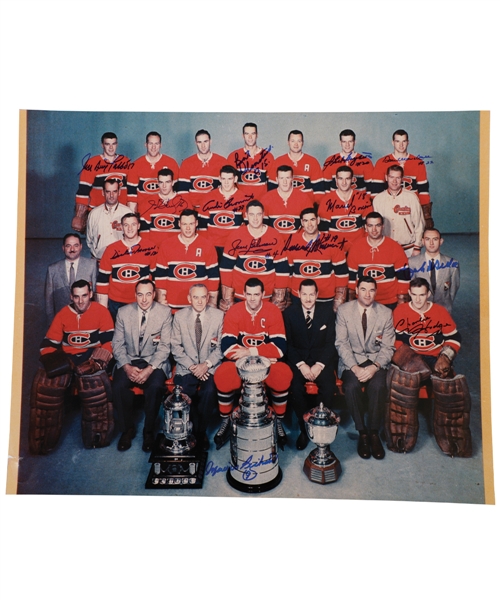Montreal Canadiens 1957-58 Team-Signed Photo Featuring Henri and Maurice Richard, Jean Beliveau and Dickie Moore with LOA (16" x 20")
