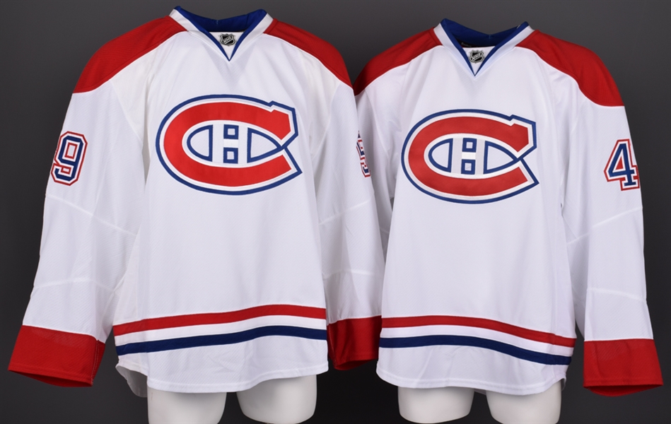 Dalton Throwers 2013-14 Montreal Canadiens Game-Issued Away Jersey and Davis Drewiskes 2013-14 Montreal Canadiens Playoffs-Issued Away Jersey both with Team LOAs