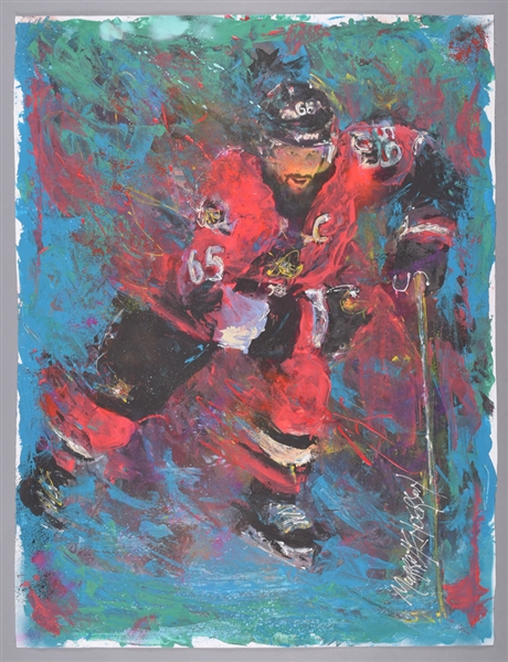 Erik Karlsson Ottawa Senators “In Full Flight” Original Painting on Canvas by Renowned Artist Murray Henderson (32” x 42”) 