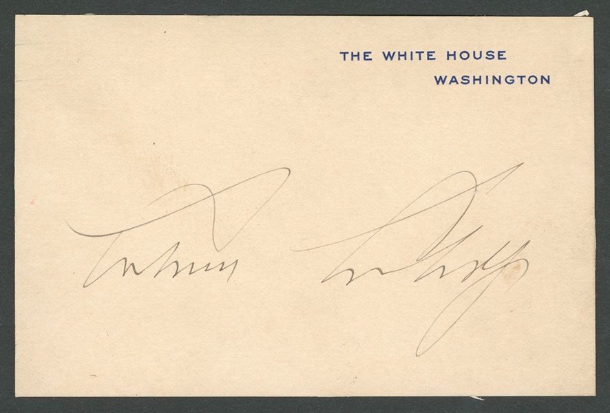 Calvin Coolidge Signed White House Calling Card with JSA LOA - 30th President of the United States