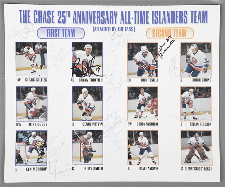 New York Islanders Memorabilia Collection of 20+ Including 25th Anniversary Team-Signed Photo Featuring Bossy, Gillies, Smith, Morrow and Trottier