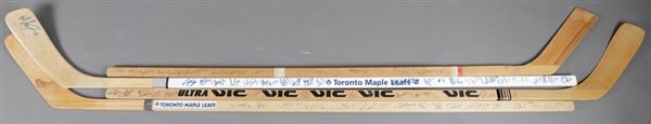 Toronto Maple Leafs 1980s/1990s Team-Signed Stick Collection of 3 Plus 1972-73 Souvenir Stick