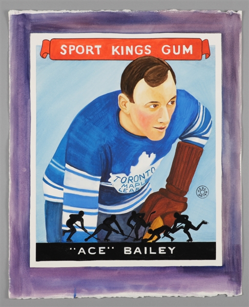 Ace Bailey Toronto Maple Leafs 1933-34 Goudey Sport Kings Hockey Card Painting (18" x 22 1/2")