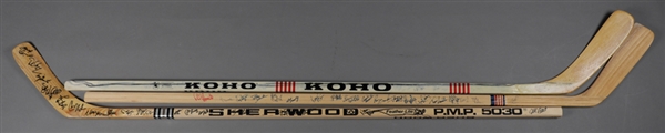 New York Rangers Mid-to-Late-1980s Team-Signed Stick Collection of 3