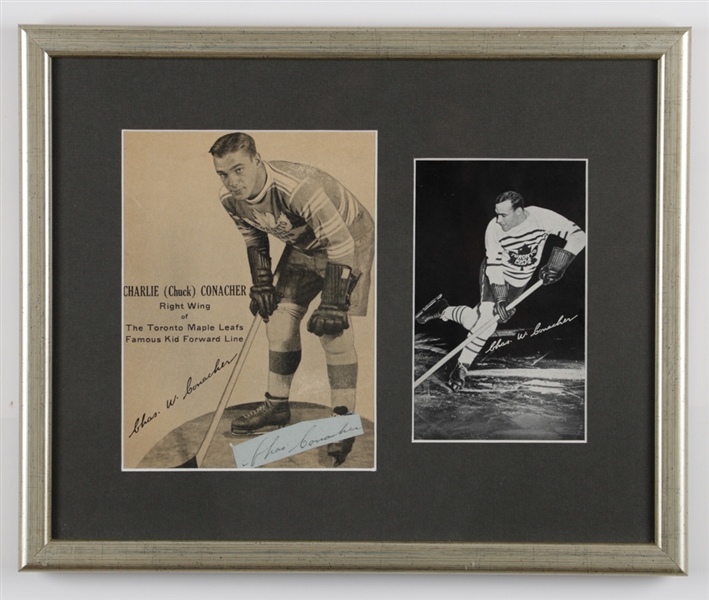 Deceased HOFer Charlie "Chas" Conacher Toronto Maple Leafs Signed Framed Display (13” x 15 ¾”)