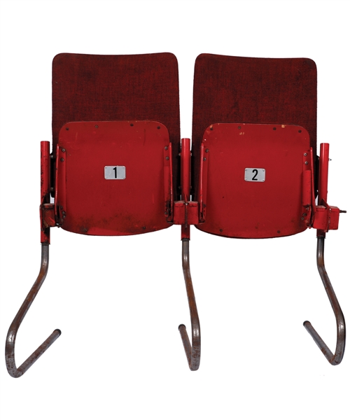 Pair of Red Chicago Stadium Cushioned Seats from the Lower Bowl