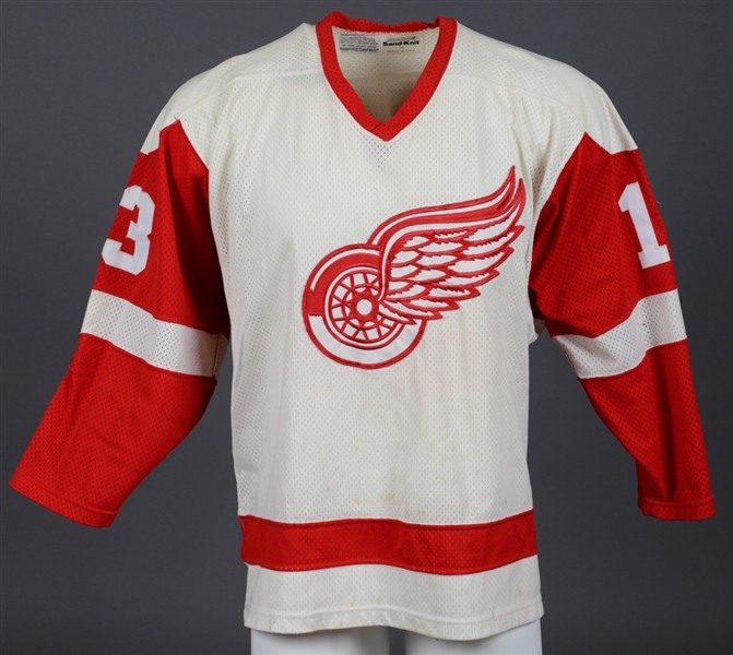 Randy MacGregors 1983-84 AHL Adirondack Red Wings Game-Worn Jersey - Team Repairs