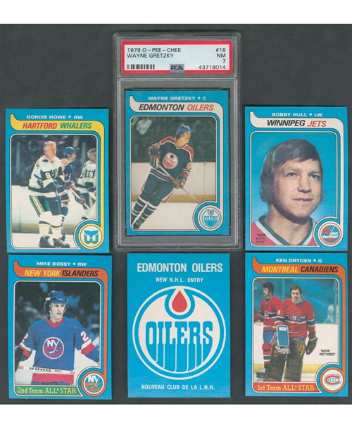 1979-80 O-Pee-Chee Hockey Complete 396-Card Set Including #18 HOFer Wayne Gretzky Rookie Card (Graded PSA 7)