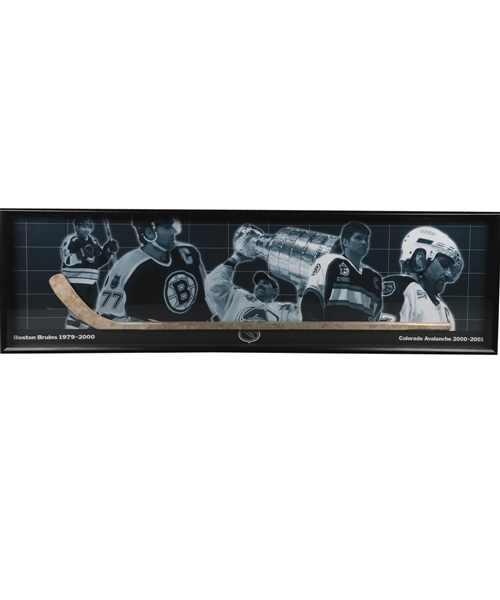 Ray Bourques 1979-2001 Boston Bruins/Colorado Avalanche NHL Career Commemorative Stick Framed Display with His Signed LOA (22 ½” x 27”)