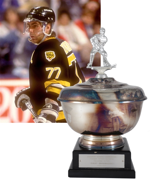 Ray Bourques 1990-91 "Bruins Radio Network Three Star Award" Second Star Trophy with His Signed LOA (15")