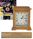 Ray Bourques 1995-96 Boston Bruins "1200th NHL Game" and "1300th NHL Point" Presentational Clock with His Signed LOA (10 ½”)