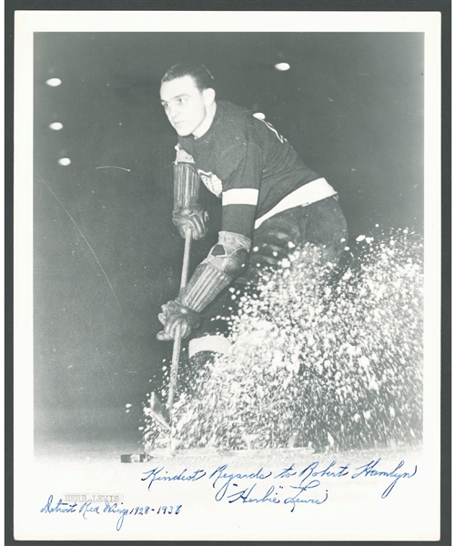 Deceased HOFer Herbert "Herbie" Lewis Signed Detroit Red Wings Photo from the E. Robert Hamlyn Collection