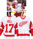 Brett Hull’s 2002-03 Detroit Red Wings Game-Worn Jersey with Team COA from the Michael Wexler Collection – Team Repairs! – Photo-Matched!