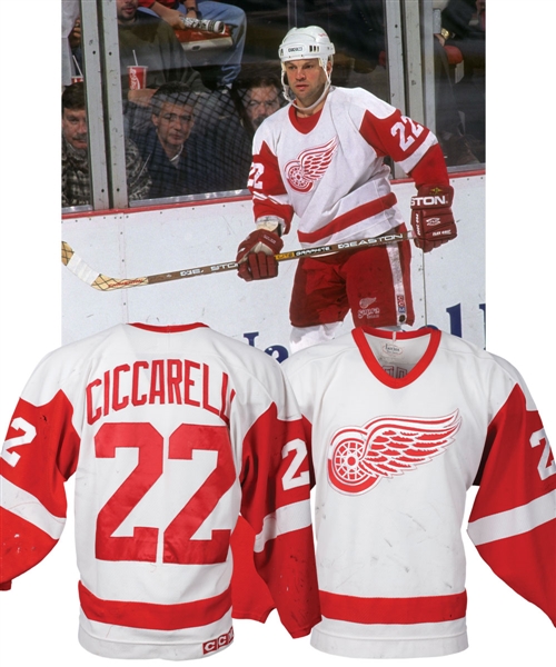 Dino Ciccarellis 1995-96 Detroit Red Wings Game-Worn Jersey with Team COA - Photo-Matched!