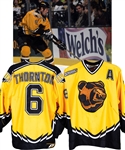 Joe Thornton’s 1999-2000 Boston Bruins Game-Worn Alternate Captain’s Third Jersey with Team COA from the Michael Wexler Collection – 2000 Patch! - Team Repairs!