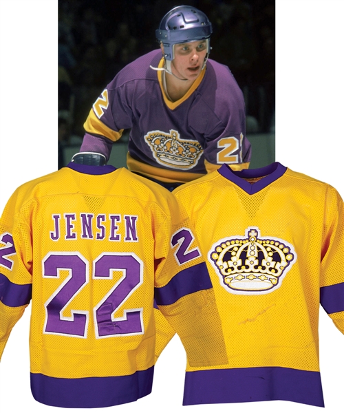 Steve Jensens 1979-80 Los Angeles Kings Game-Worn Jersey from the Michael Wexler Collection - Numerous Team Repairs!