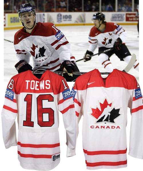 Jonathan Toews 2008 IIHF World Championships Team Canada Game-Worn Jersey with Hockey Canada LOA - Photo-Matched!