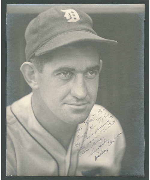 Deceased HOFer Mickey Cochrane Signed Detroit Tigers Photo with JSA LOA