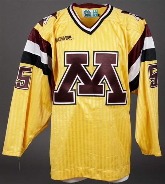 Ryan Trebils 1998-99 WCHA University of Minnesota Golden Gophers Game-Worn "Soccer Style Alternate" Jersey - State of Minnesota Patch!