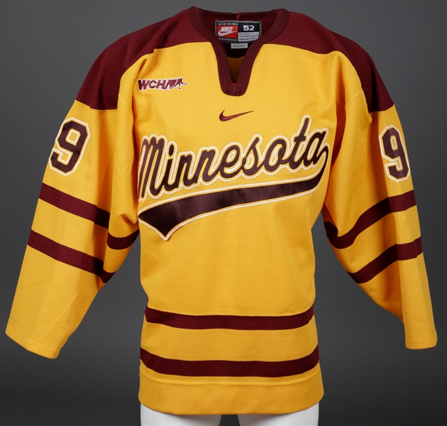 Taylor Matsons 2008-09 WCHA University of Minnesota Golden Gophers Game-Worn Script "Minnesota" Third Jersey