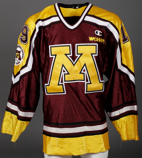 Reggie Bergs 1996-97 WCHA University of Minnesota Golden Gophers Game-Worn Jersey - Golden Gopher Hockey 75th Year Patch!