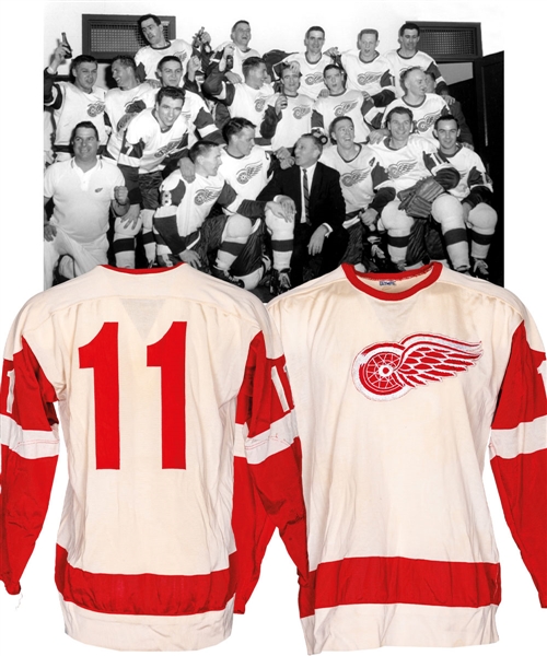 Early-To-Mid-1960s Detroit Red Wings #11 Game-Worn Jersey - Team Repairs!