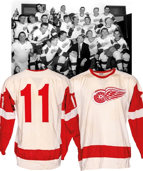 Early-To-Mid-1960s Detroit Red Wings #11 Game-Worn Jersey - Team Repairs!