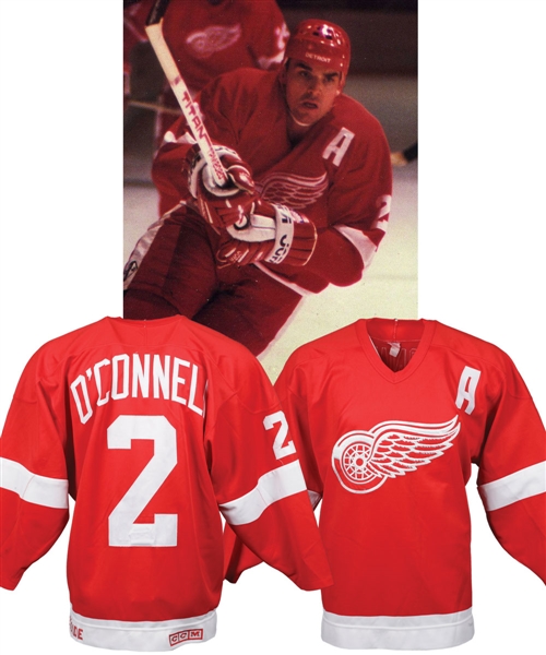 Mike OConnells 1988-89 Detroit Red Wings Game-Worn Alternate Captains Jersey