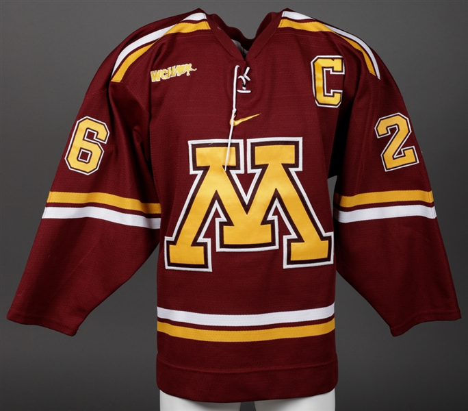 Jay Barriballs 2010-11 WCHA University of Minnesota Golden Gophers Game-Worn Captains Jersey