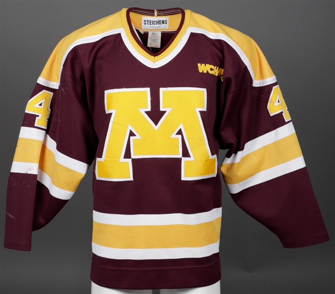 Chris McAlpines Early-1990s WCHA University of Minnesota Golden Gophers Game-Worn Jersey