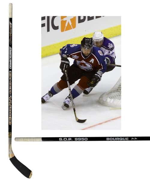 Ray Bourques 2000-01 Colorado Avalanche Sher-Wood Signed Game-Used Playoffs Stick with His Signed LOA Attributed to Western Conference Semifinals Game #4