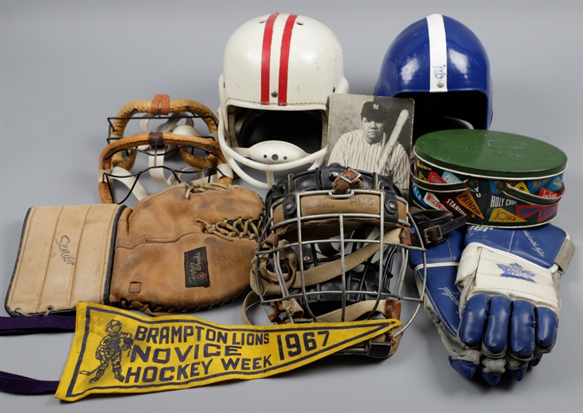 Large 1920s to 1970s Vintage Multi-Sport Equipment and Memorabilia Lot of 45+