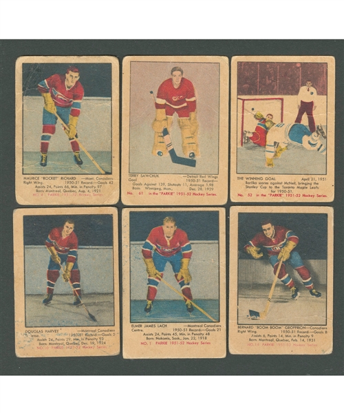 1951-52 Parkhurst Hockey Near Complete Card Set (96/105) Including Richard and Sawchuk