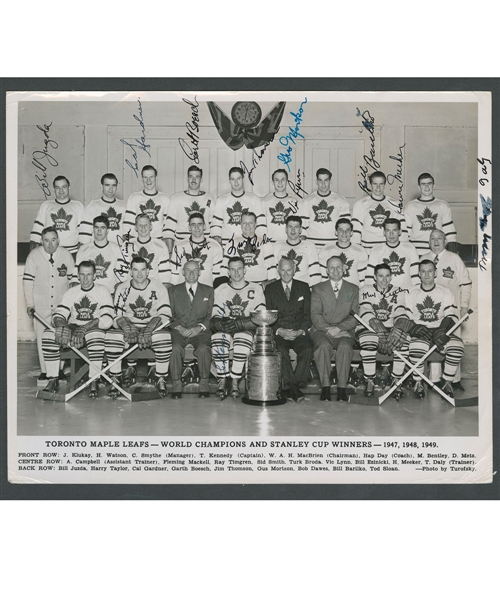 Toronto Maple Leafs 1948-49 Stanley Cup Champions Team-Signed Photo by 15 Including Barilko and 5 Deceased HOFers from the E. Robert Hamlyn Collection   