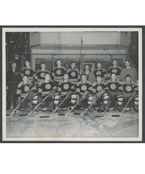 Boston Bruins 1955-56 Team-Signed Photo from the E. Robert Hamlyn Collection Featuring Deceased HOFer Terry Sawchuk