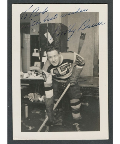 Deceased HOFer Bobby Bauer Signed Boston Bruins Photo from the E. Robert Hamlyn Collection